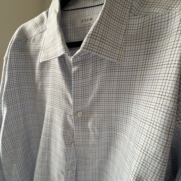 ETON Men's Dress Shirt Blue Multicolored Cotton Custom Made $450 5XL - Picture 1 of 9